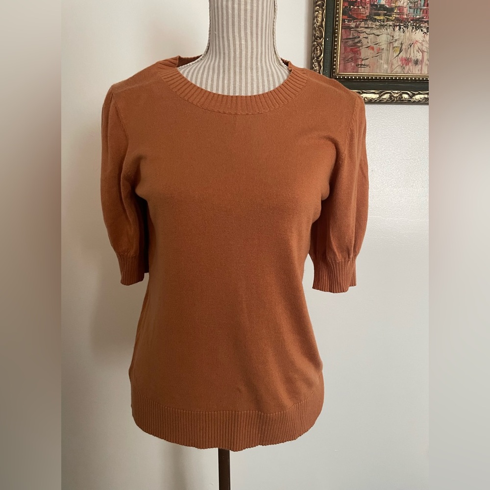 Ann Taylor Caramel Puff Sleeve Sweater women’s large